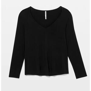 Soma Women Cool Nights Black Long Sleeve V-Neck Pajama Top Size Small